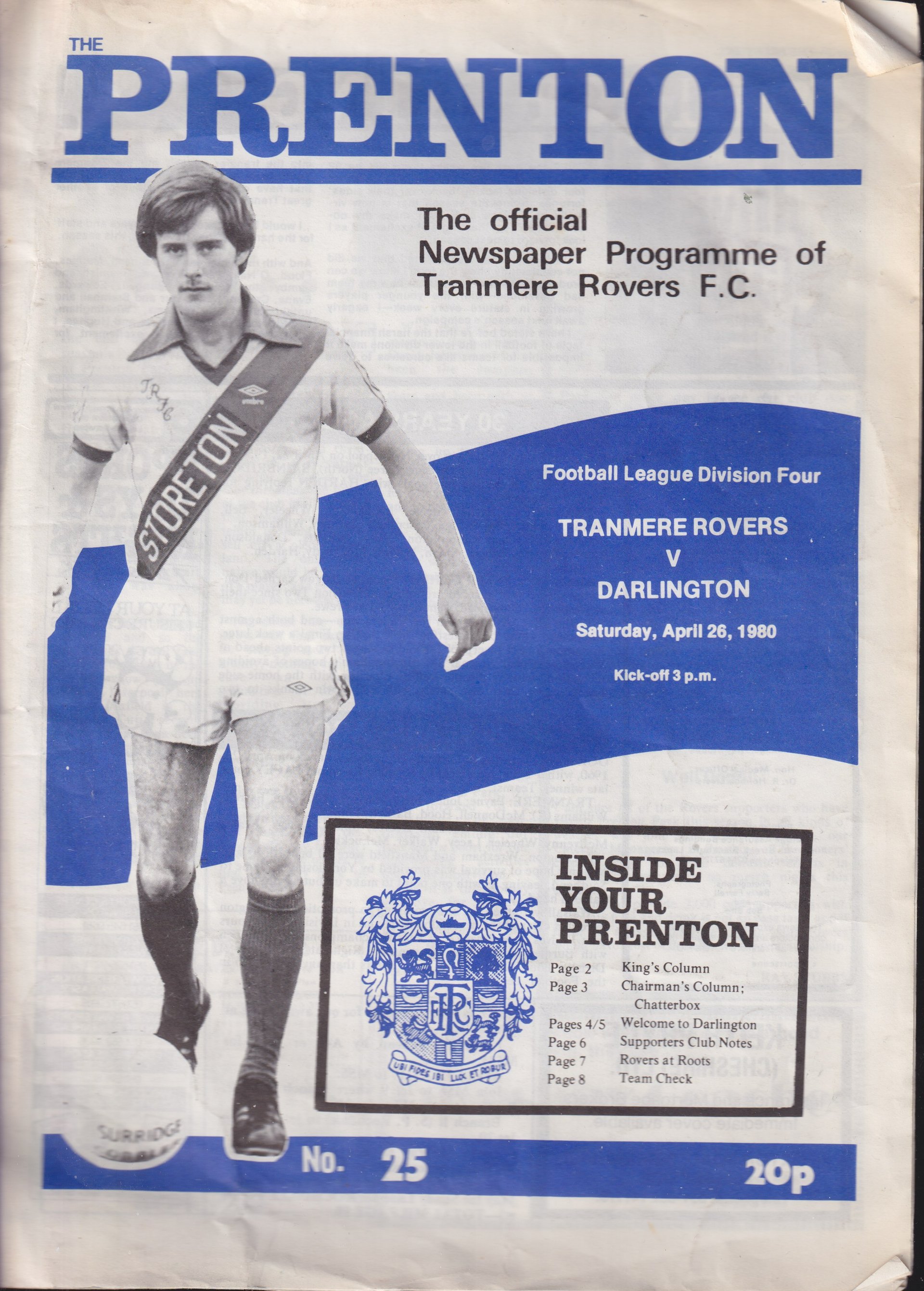 Tranmere Rovers v Darlington match programme